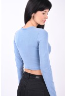 Women Blouse Jjxx Jxfeline Wash Str Rib Silver Lake Blue